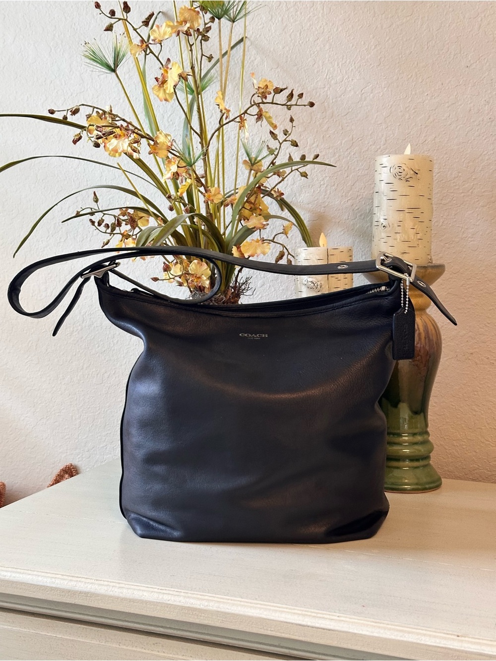 Coach “Legacy Hobo” XL Black Leather Shoulder Bag-VINTAGE RESTORED